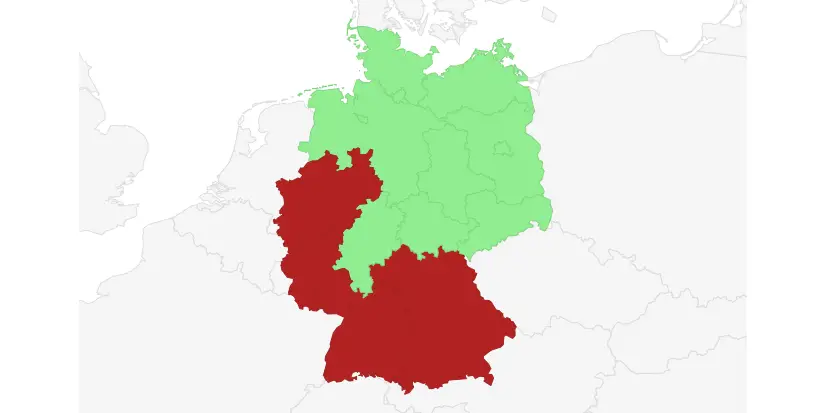 Karte der Bundesländer mit Allerheiligen als Feiertag